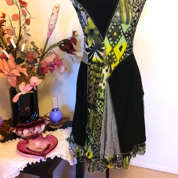 NWOT Laura Well Tailored Black Green Summer Lined Midi Dress Size 8 - Picture 5 of 7